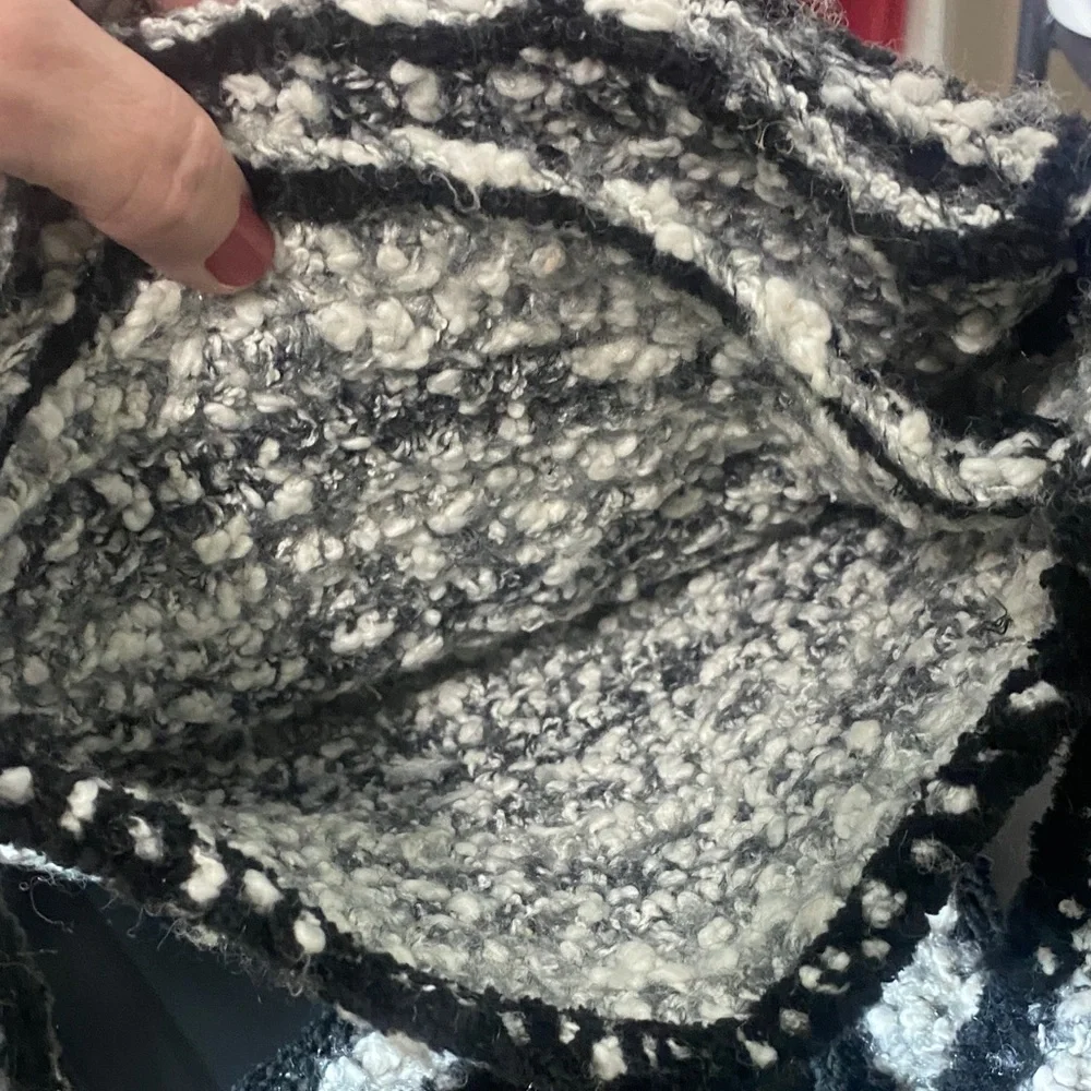 💚Stylish Black and Gray Women's Hobo Bag handmade crocheted